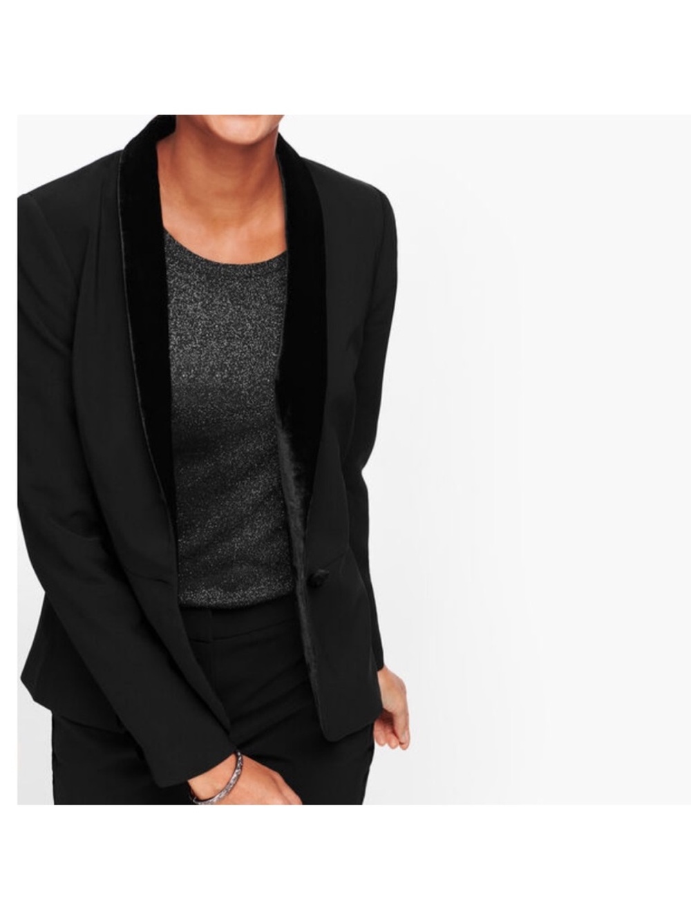 Talbots Black Blazer with Velvet Shawl Collar